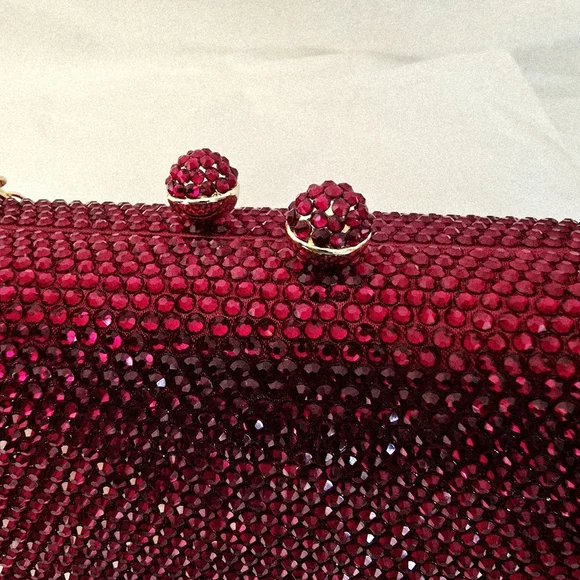 Red Gem Evening Bag 2 Different Length Chains & Extra Gems NWOT Fits Cell Phone - Picture 9 of 16